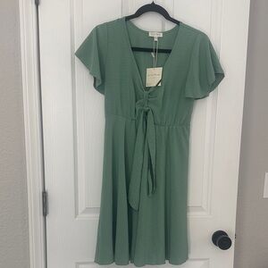 Green Tie-Front Dress